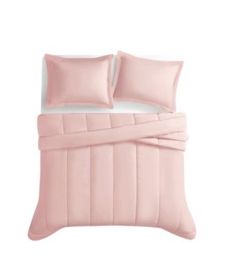 Solid Cotton Percale 3-Pc. Comforter Set, Full/Queen