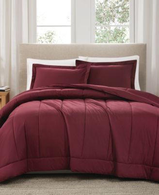 Solid Cotton Percale 3-Pc. Comforter Set, Full/Queen