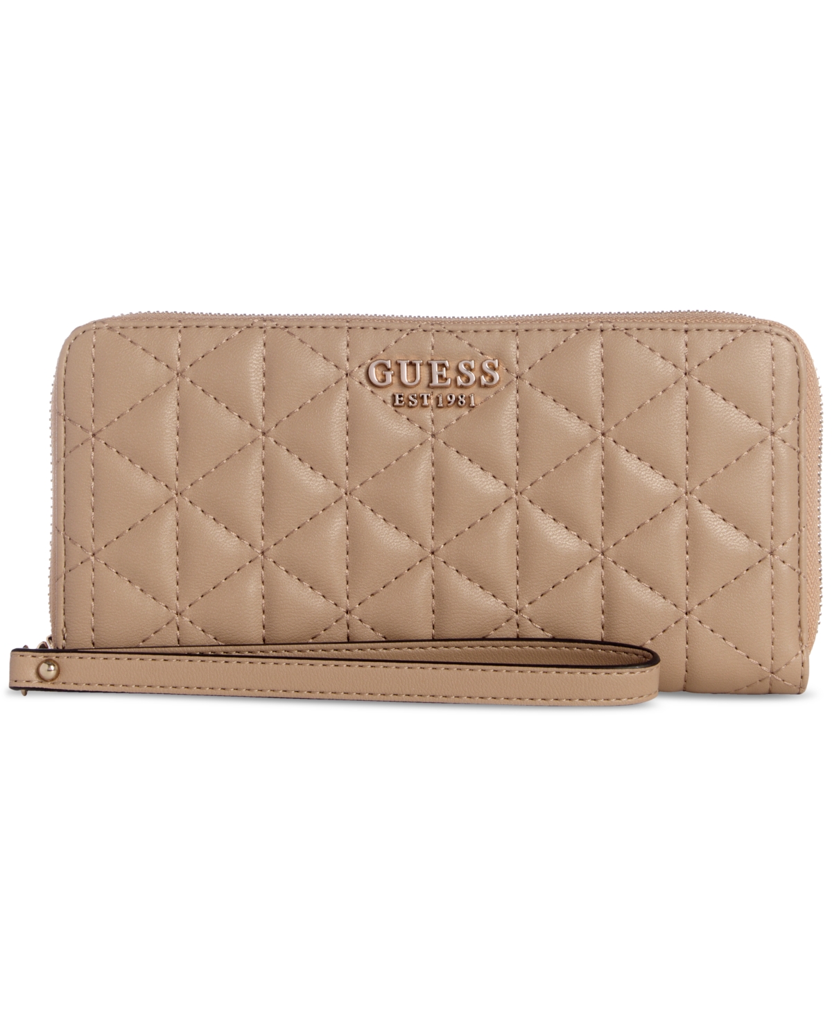 Guess Kori Slg Large Zip Around Wallet In Beige