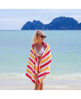 Cabo Cabana Beach Towel (4-Pack, 30x70 in.), Soft Ringspun Cotton, Alternating Stripe Colors, Oversized Cabana Pool Towel