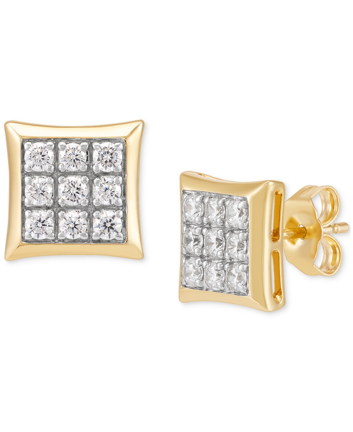 Men's Lab Grown Diamond Square Cluster Stud Earrings (1/2 ct. t.w.) in 10k Gold - Gold