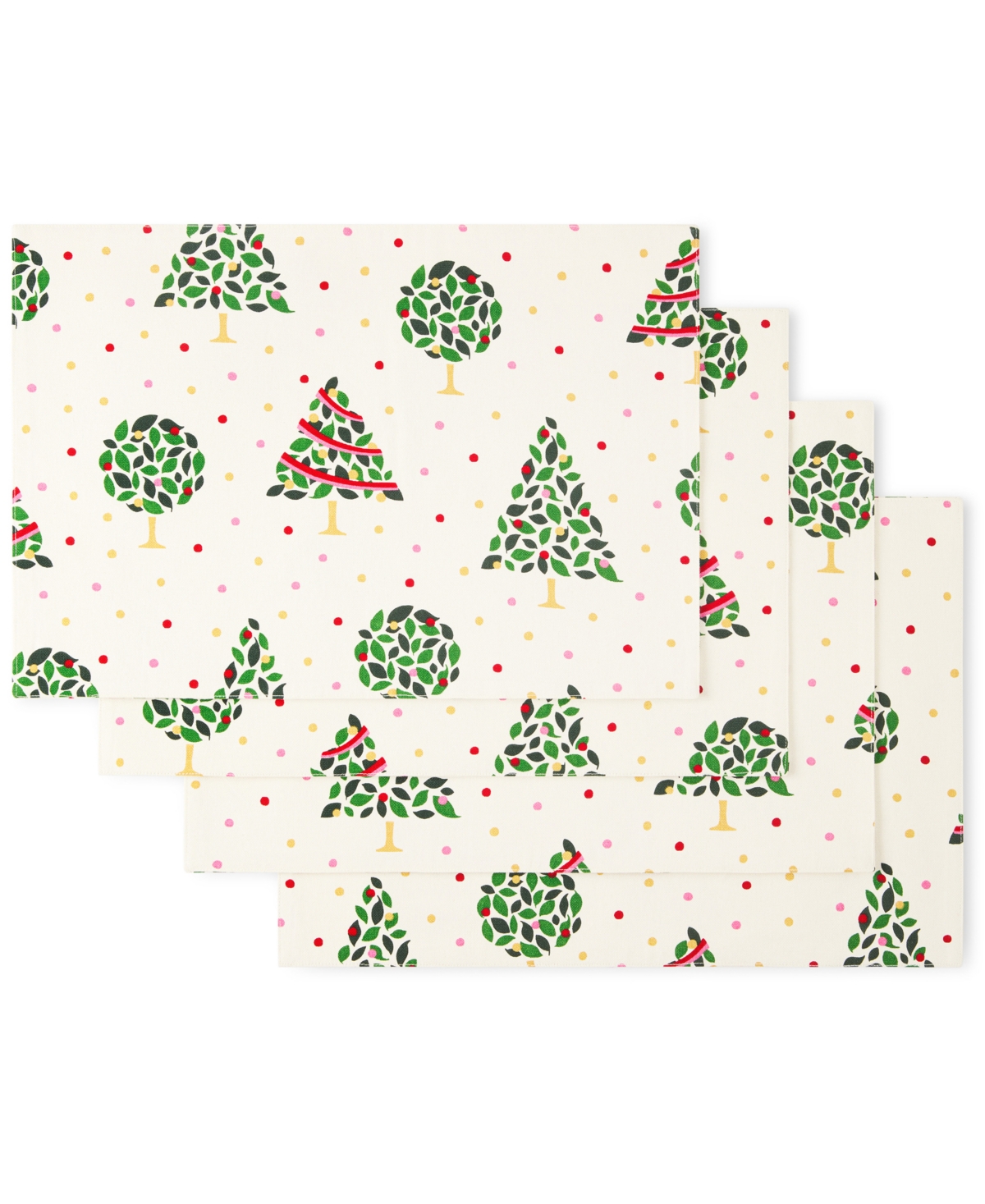 Holiday Confetti Placemat 13" x 19", Set of 4 - Cream/Black