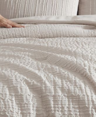 Serenity Wavy Lines Embossed 3-Pc. Comforter Set, Full/Queen