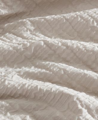 Serenity Wavy Lines Beige Embossed 3-Pc. Duvet Cover Set, King