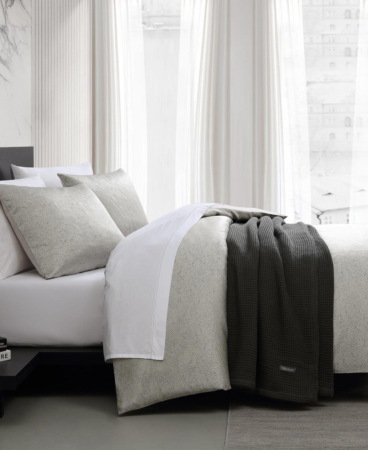 Closeout! Vera Wang Speckled Satin Weave 3-Pc. Comforter Set