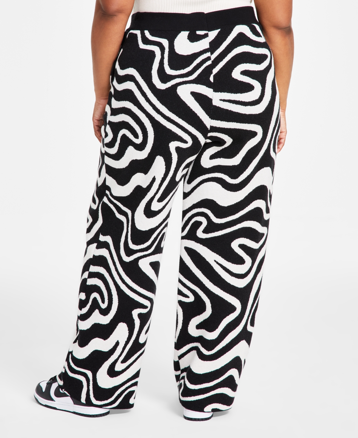 Nina Parker Trendy Plus Size Pull-On Swirl Knit Pants