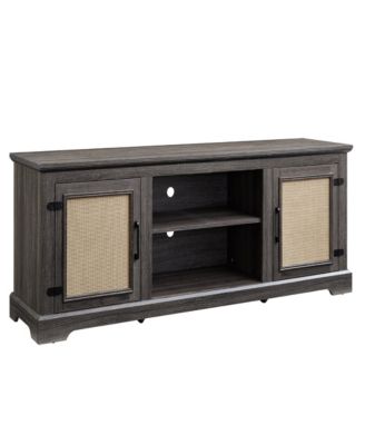 Farmhouse Rattan TV Console with Storage and Doors (65")