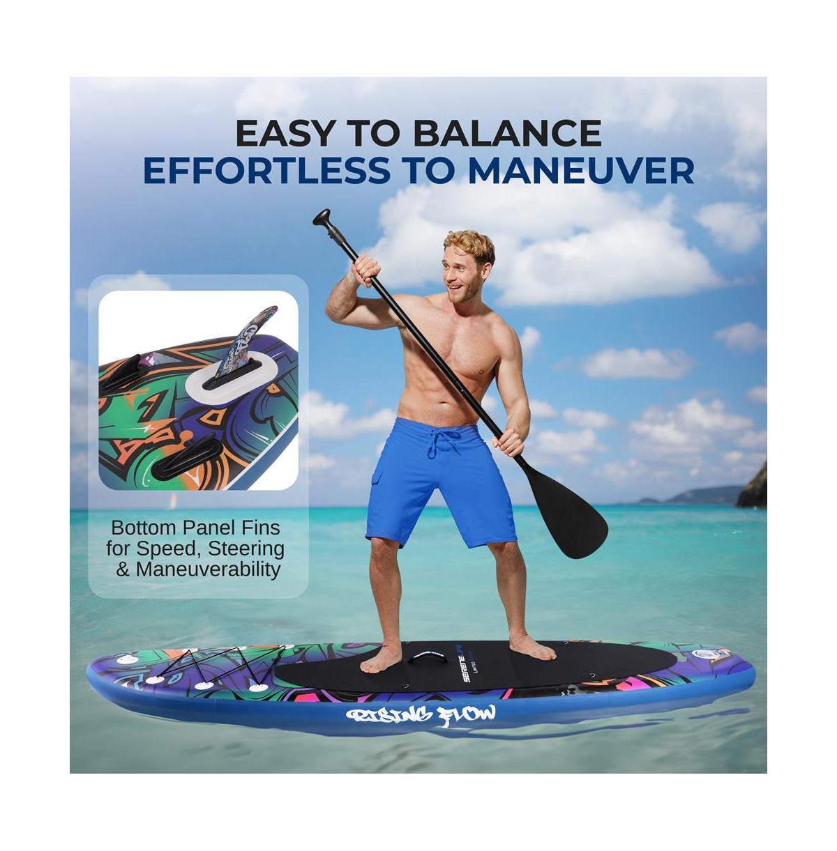 SereneLife Rising Flow Stand-Up Paddle-Board (Sup) with Waterproof Mobile Phone Case, 10'6