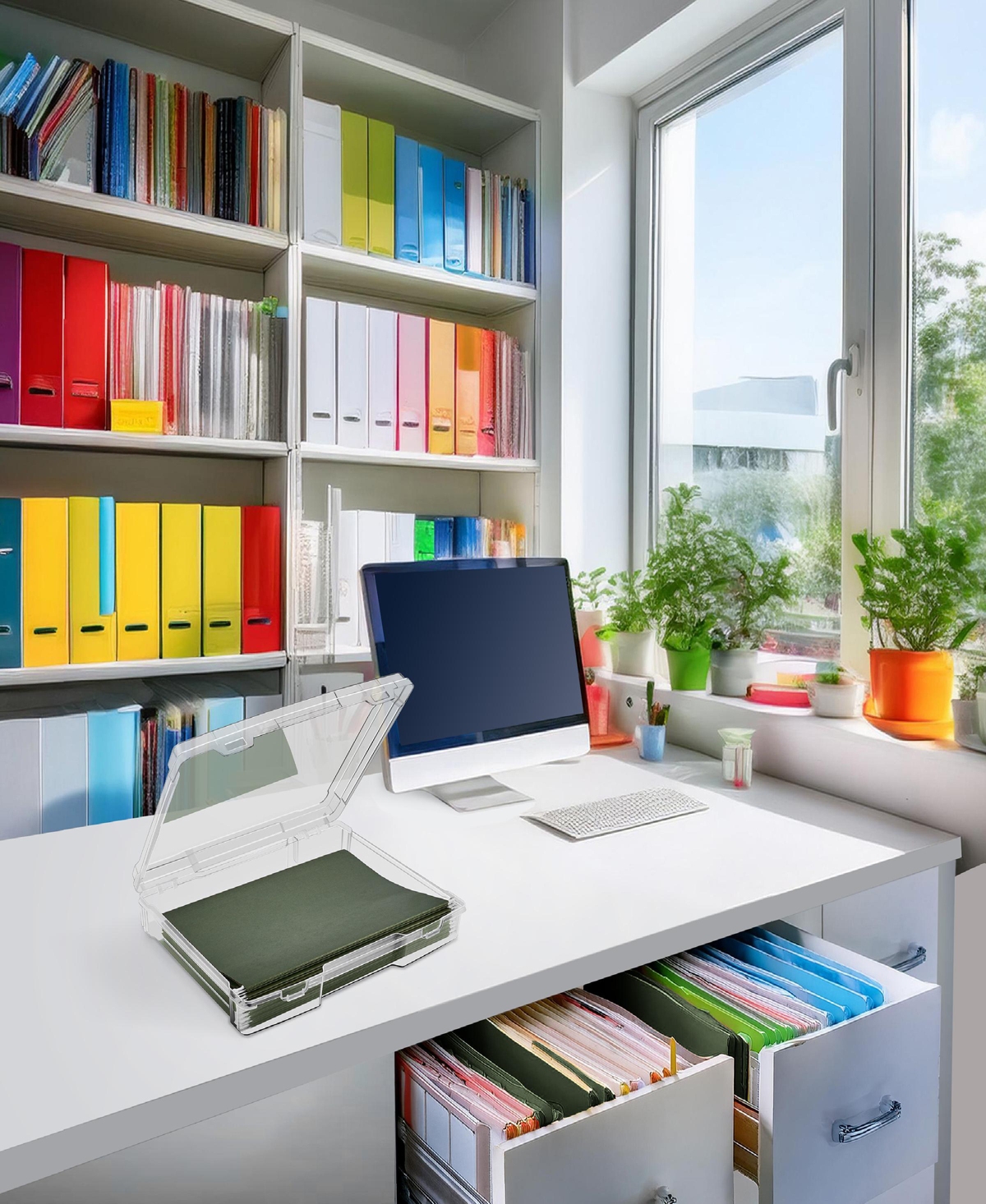 Sorbus Single-Piece Wide Hanging File Organizer BPlastic Stackable for Document Storage - Clear