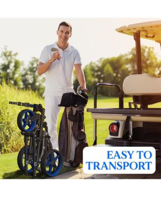 Foldable 3-Wheel Golf Push Cart with Deluxe Scorecard Holder and Cup Holder
