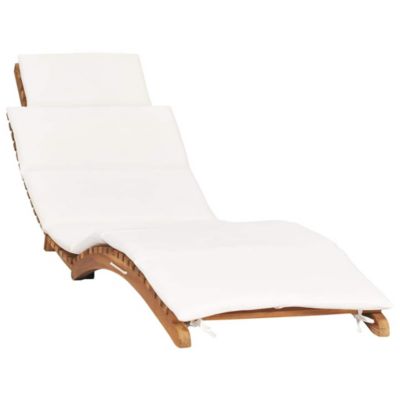 Sunlounger Cream White Fine sanded teak hardwood Standard