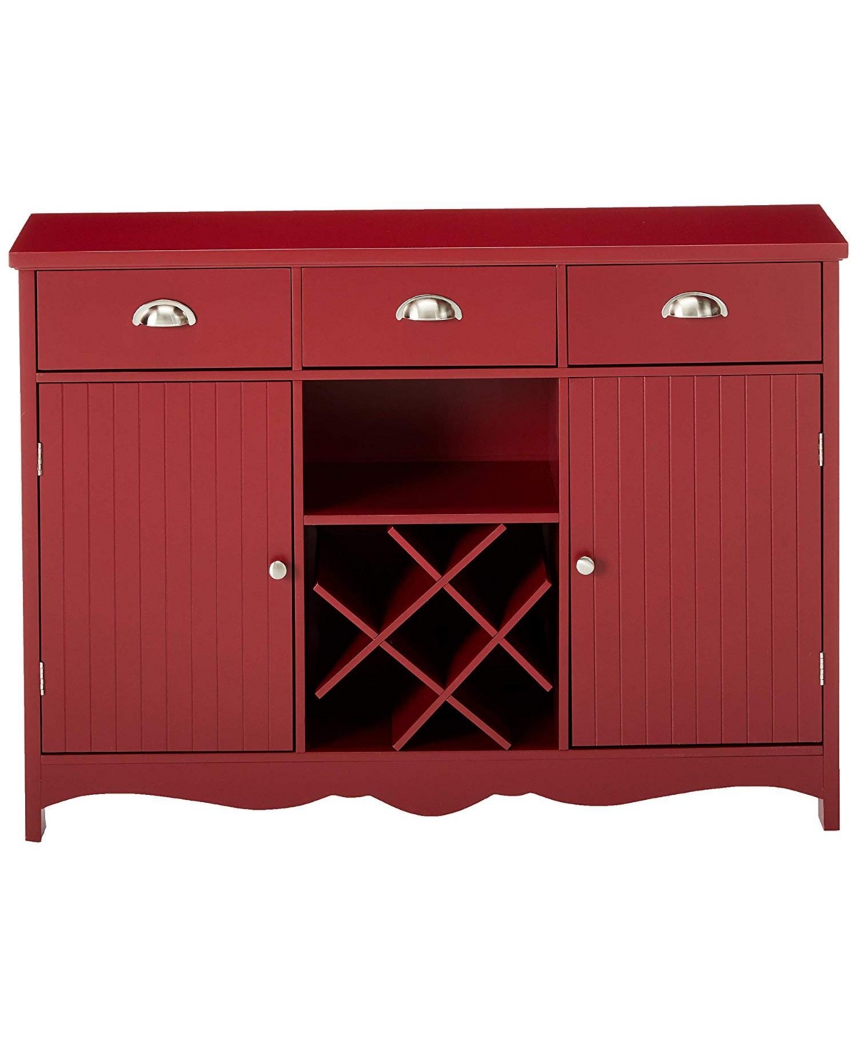 Kings Brand Furniture Buffet Server Console Table With Wine Storage,Finish - Red