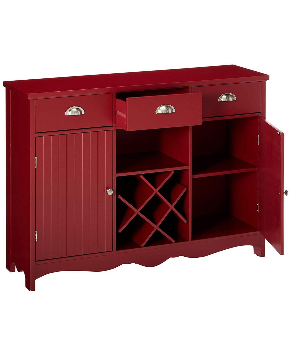 Kings Brand Furniture Buffet Server Console Table With Wine Storage,Finish - Red