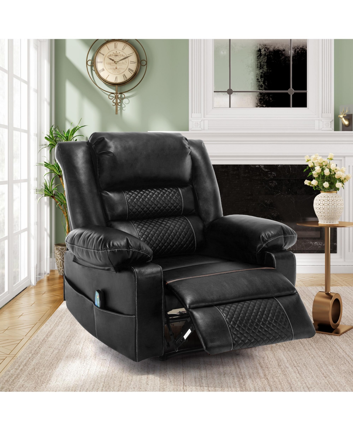 Streamdale Furniture Breathable Leather Massage Recliner Chair Manual Living Room Reclining Sofa