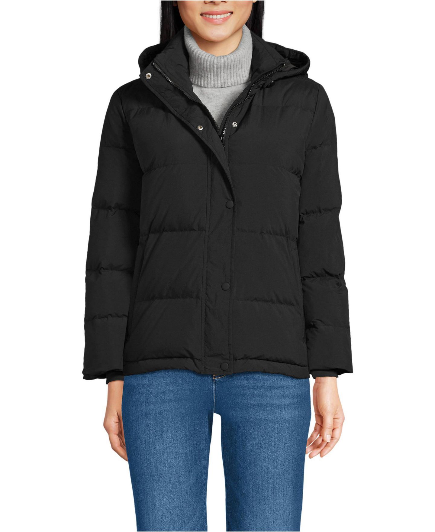 Женская куртка Lands' End Max 600 Down Puffer, цвет: Чёрный — фото 1