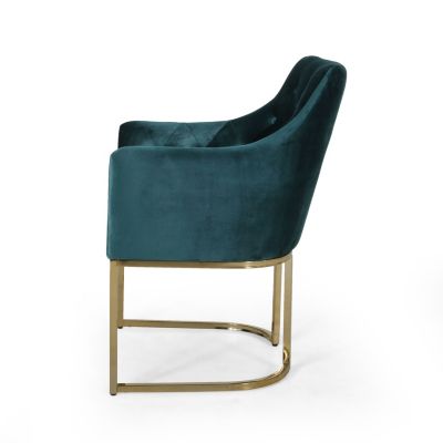 Luxurious Velvet Club Chair U-Base, Tufted Elegance, Iron Strength