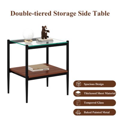 Tempered Glass Rectangle End Table Set