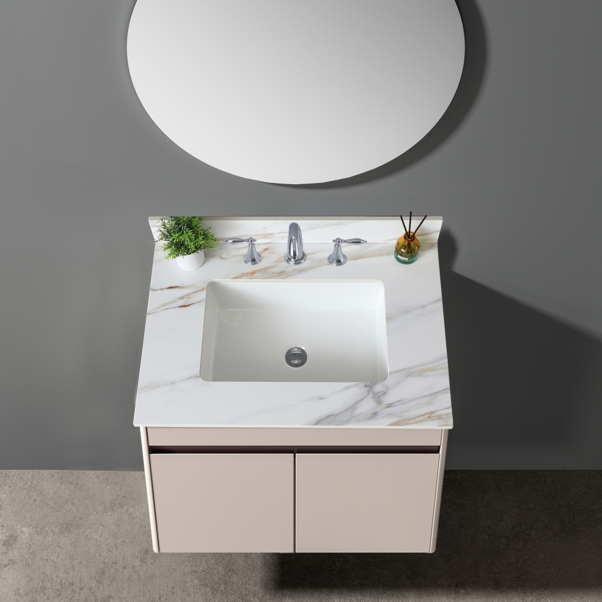 Simplie Fun Inch Marble Vanity Top, Bathroom Vanity Top with Undermount Rectangular Middle Sink and 4" Height Backsplash