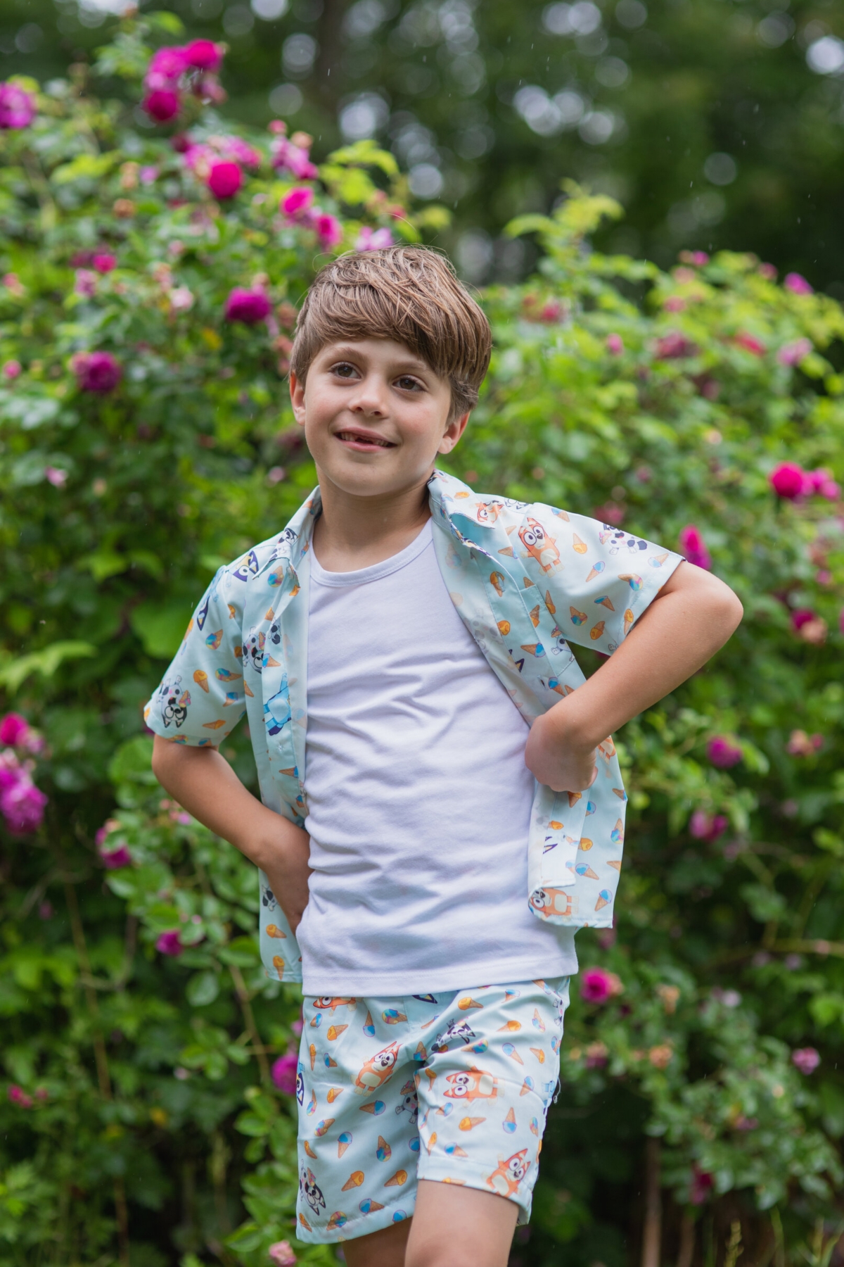 Bluey Toddler Boys Hawaiian Button Down Shirt and Shorts