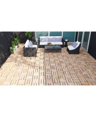 Streamdale 10PCS 12" Striped Acacia Deck Tiles