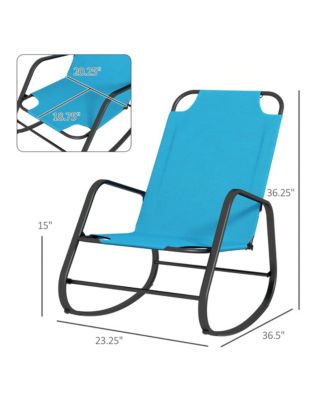 Garden Rocking Chair, Outdoor Indoor Sling Fabric Rocker for Patio, Balcony, Porch, Light Blue