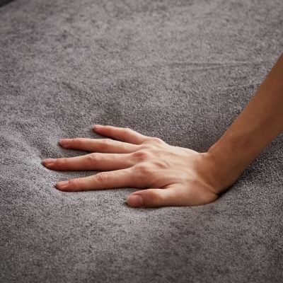 Modern Chenille Sofa with Tufted Buttons and Copper Nail Trim