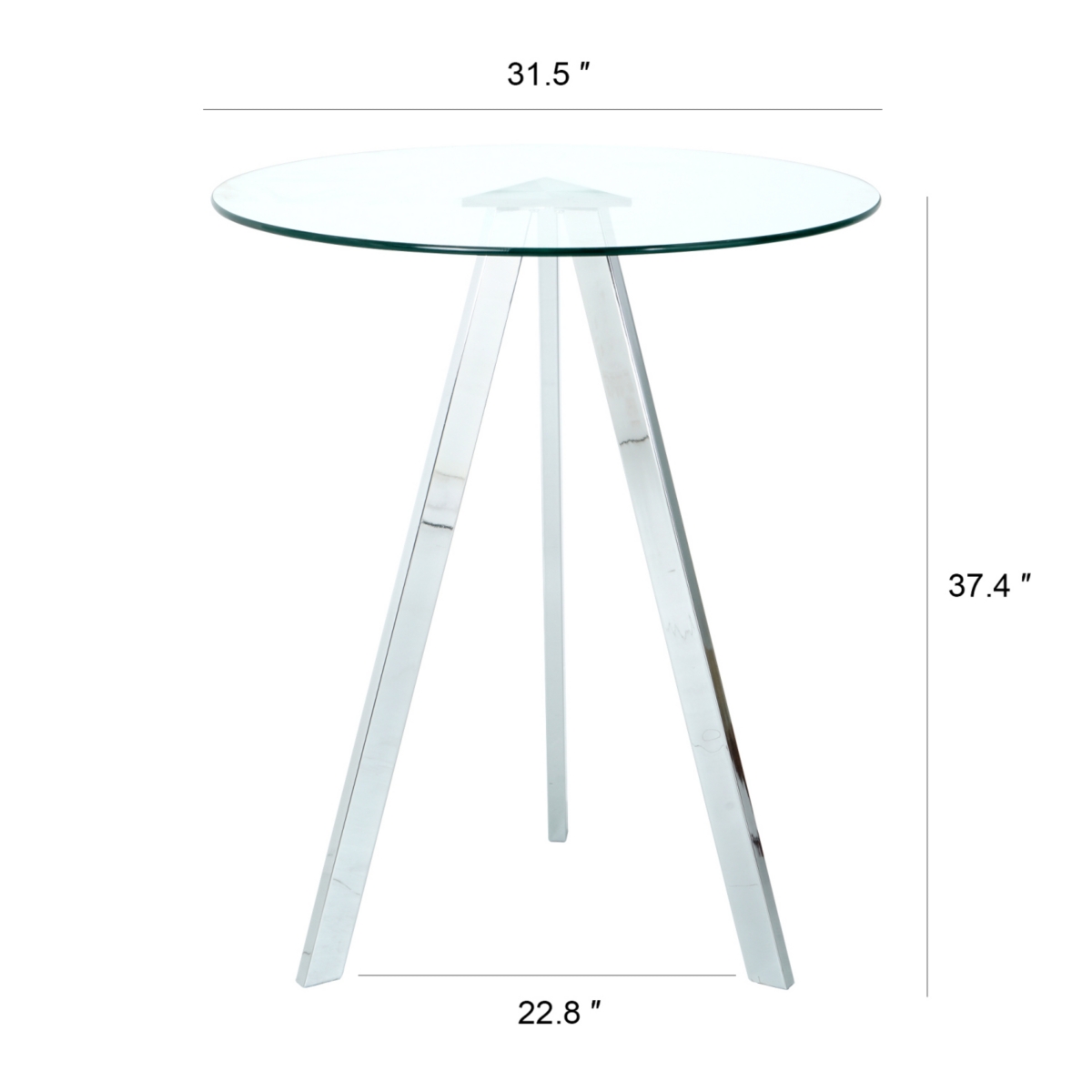 Streamdale Furniture Simplie Fun Modern Kitchen Glass dining table Round Tempered Glass Bar Table top, Clear Bar Table Metal Legs, electroplated legs