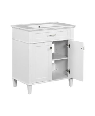 30" Vanity with Ceramic Basin and Adjustable Shelves