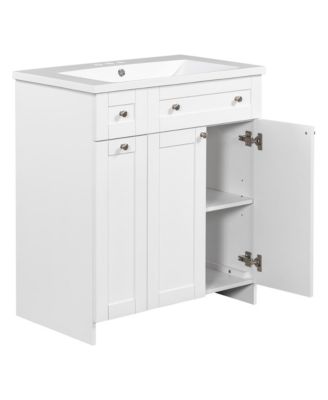 Transitional Blue Bathroom Vanity with Abundant Storage, 30