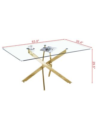 Rectangular Tempered Glass Dining Table, Modern Dining Room Interior Design, For 6 People