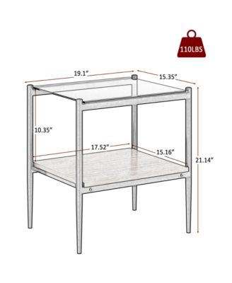Modern Rectangle End Table Set (2) with Glass Top