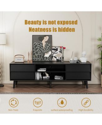 63 Inch TV Stand Features Vintage-style and Bevel Design, TV Stand with Drawers, Entertainment Center for Living Room Bedroom, TV Media Console