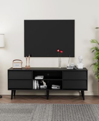 63 Inch TV Stand Features Vintage-style and Bevel Design, TV Stand with Drawers, Entertainment Center for Living Room Bedroom, TV Media Console