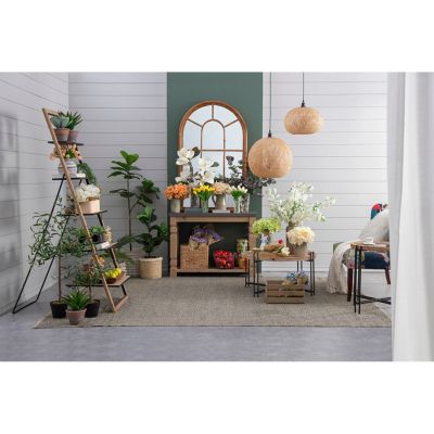 D32" x 18" Farmhouse Round Wooden Round Coffee Table with Metal Legs