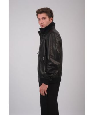 Men's Leather Jacket, Black, Created for Macy's