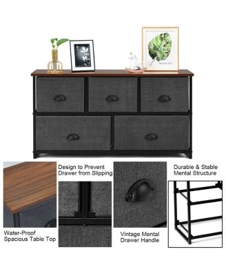 Dresser Storage Tower with 5 Foldable Cloth Storage Cubes