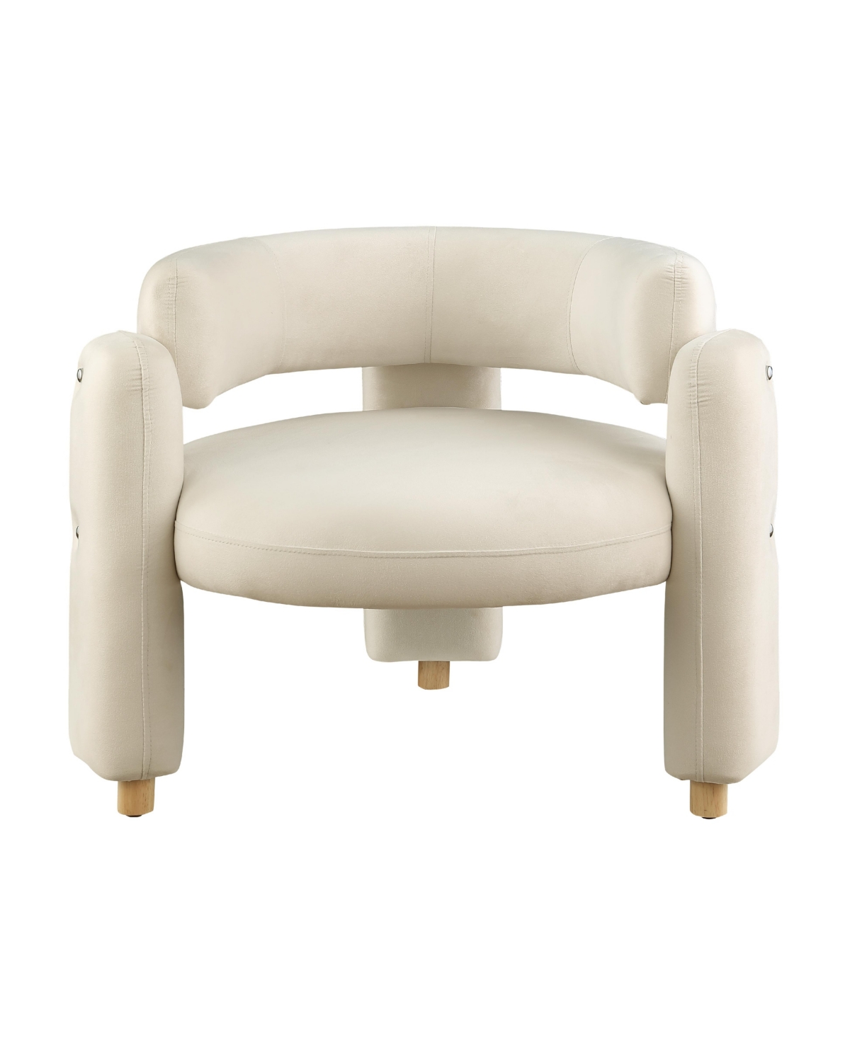 Simplie Fun Stylish Barrel Accent Chair: Curved Arms, Waterfall Seat, Hollow Backrest