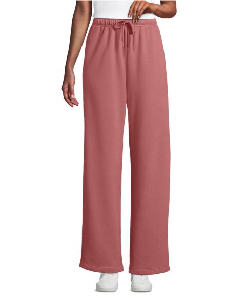 Женские брюки Lands' End Serious Sweats High Rise Relaxed Straight Leg, цвет: Тёмный розовый глиняный