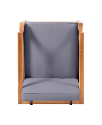 Aston Acacia Wood Outdoor Club Chairs With Cushions - Teak + Dark Gray