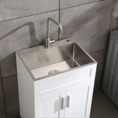 24" Stainless Steel Sink with Faucet & Drain