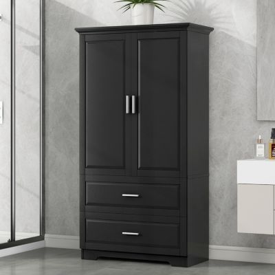 Streamdale Modern Black Bathroom Cabinet with Adjustable Shelf