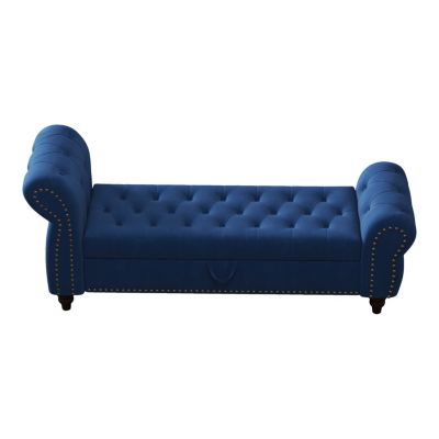 Streamdale Navy Velvet Tufted Storage Chaise