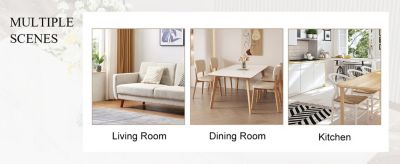 Vintage Wood Dining Set with Leather Accents