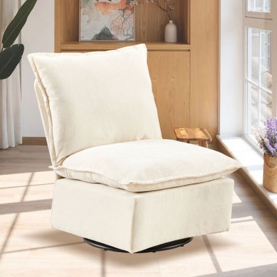 Off White Chenille Swivel Rocker Sofa Lounge