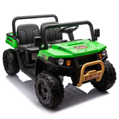 24V XXXL Kids Ride On UTV W/Parents Remote Control, Two-seater, Automatic tipping bucket, Rear wheel suspension, Slow start, Portable handle, Safety Belt, LED light, USB, MP3,Bluetooth, Horn for Kids