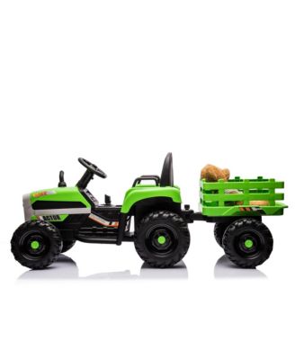 Ride on Tractor2.0 with Trailer,24V Battery Powered Electric Tractor Toy, 200w2motor 1.86-4.97MPH/Remote Control, electric car for kids, Three speed adjustable, USB, MP3, Bluetooth, LED light, safety