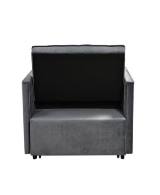 Modern flannel double sofa with folding bed, small double sofa with three in one convertible sofa bed, adjustable backrest and storage space, including pillows, perfect for living room or bedroom