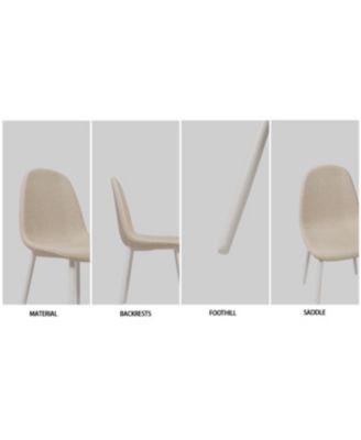 63" MDF New Cream Style Coffee Table and Modern Dining Chair 4-piece Set, Modern Fashion Kitchen Table Set, Round Wave Table Legs, Dining Table and linen Chair