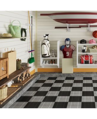 12 x 12 Inch Gray Interlocking Deck Tiles Plastic Waterproof Outdoor All Weather Anti-slip Bathroom Shower Balcony Porch Strong Weight Capacity Upto 6613 LBS, Rosette Pattern Pack of 60