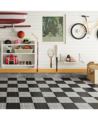 12 x 12 Inch Gray Interlocking Deck Tiles Plastic Waterproof Outdoor All Weather Anti-slip Bathroom Shower Balcony Porch Strong Weight Capacity Upto 6613 LBS, Rosette Pattern Pack of 60